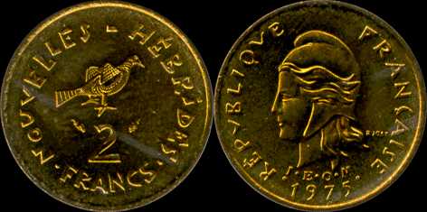 les Nouvelles Hébrides et Vanuatu les pièces de monnaie